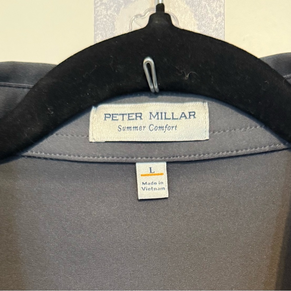 Peter Millar Gray Polo Shirt Classic Style CIBC Logo on sleeve - Picture 2 of 7